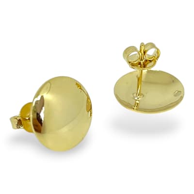 Base de aros topito redondo abombado pequeño 11 mm baño de oro / par