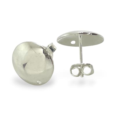 Base de aros topito redondo abombado pequeño 11 mm baño de plata / par