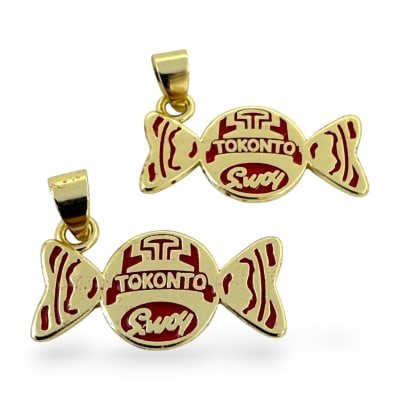 Dije colgante esmaltado toronto venezolano 24x12 mm baño oro / unidad