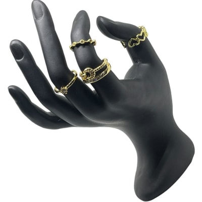 Exhibidor mostrario anillos mano negro / unidad