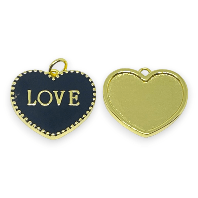 Dije colgante corazón love baño de oro esmaltado / unidad