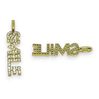 Dije pasador smile sonrie baño de oro zircón / unidad