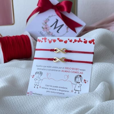Regalos San Valentin pulseras pareja hilito rojo infinito / set