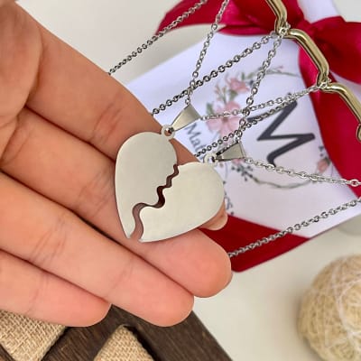 Regalos San Valentin collar corazón partido / set