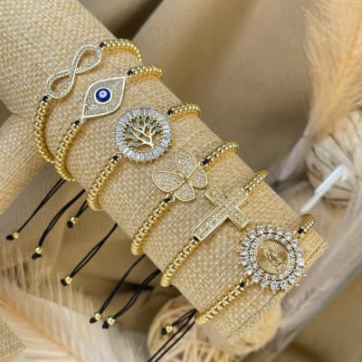 Pulsera ajustable hilo chino acero / unidad