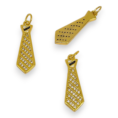 Dije colgante corbata hombre baño de oro zircón / unidad