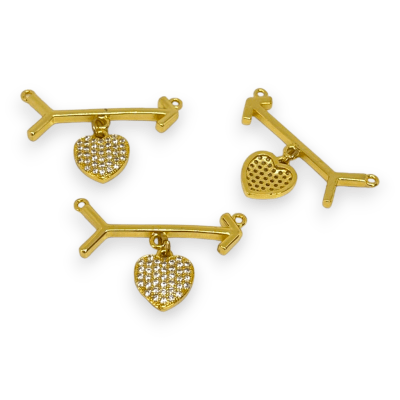 Dije conector baño de oro zircón / unidad