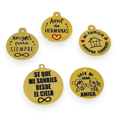 Dije colgante amistad familia amor Gold-filled /unidad