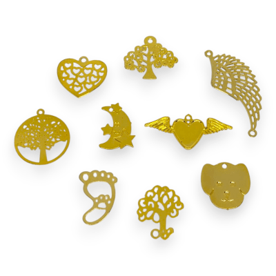 Dije árbol mascota corazón alas Gold-filled / unidad