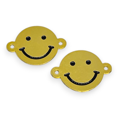 Dije conector sonrisa smiley esmaltado Gold-filled / unidad