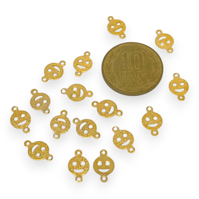 Dije conector mini Smiley sonrisa Gold-filled / unidad