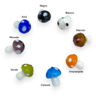 Pasador honguitos multicolor / unidad