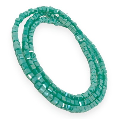 Sarta cuentas cristales murano cubo unicolor 2 mm / tira