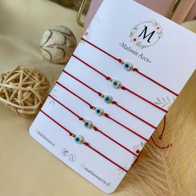 Pulsera hilito rojo protección ojo turco ajustable al mayor / pack