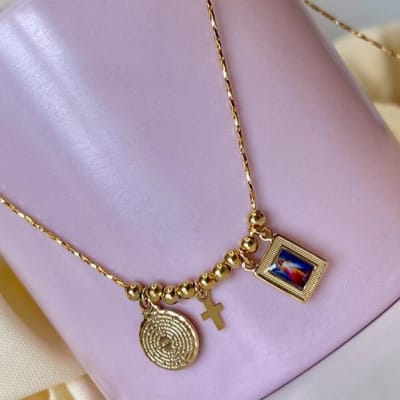 Collar cadena padre nuestro jesús de la misericordia escapulario / unidad