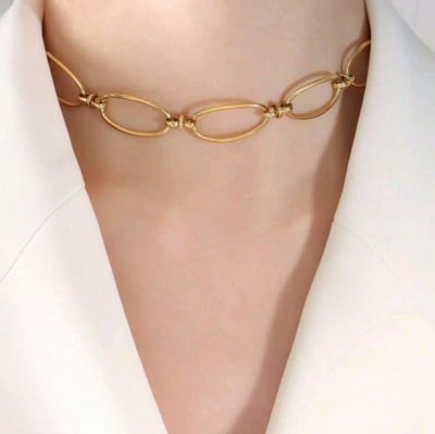 Collar acero con cadena eslabones ovalados grandes / unidad