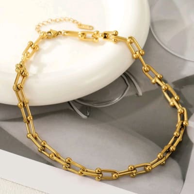 Collar acero con cadena eslabones grandes minimalista / unidad
