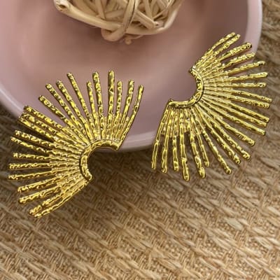 Aros aretes abanico acero / par