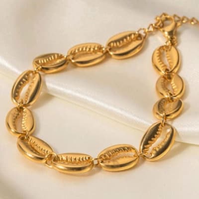 Pulsera con conchas de mar caracol verano acero / unidad