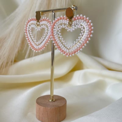 Aros aretes tejidos con mostacilla miyuki y base de acero / par