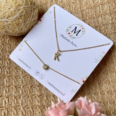 Collar con inicial Pulsera con punto de luz acero / unidad