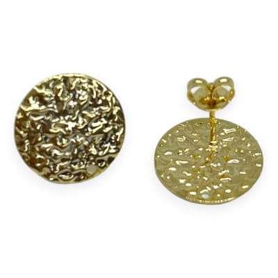 Base de aros topito redondo texturizado grande baño de oro / par