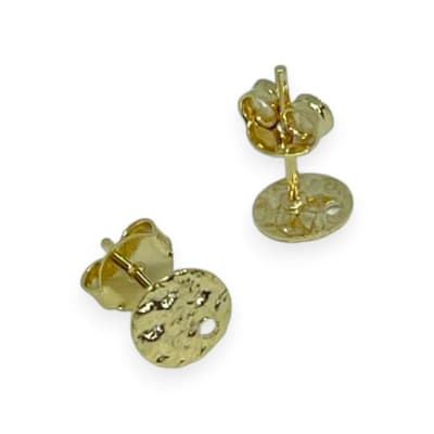 Base de aros topito redondo texturizado baño de oro / par