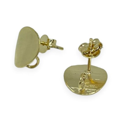 Base de aros topito redondo curvo martillado baño de oro / par