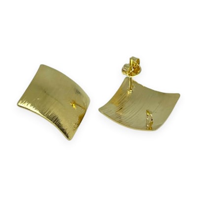 Base de aros topito rombo martillado baño de oro / par