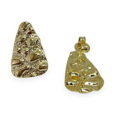 Base de aros topito triángulo texturizado baño de oro / par