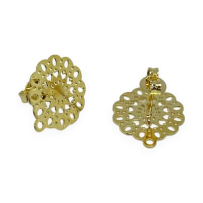 Base de aros topito mandala baño de oro / par