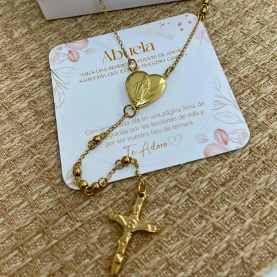 Rosario con relicario dos fotos personalizado acero / unidad