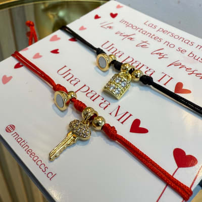 Pulsera parejas llave candado San Valentin con imán / set