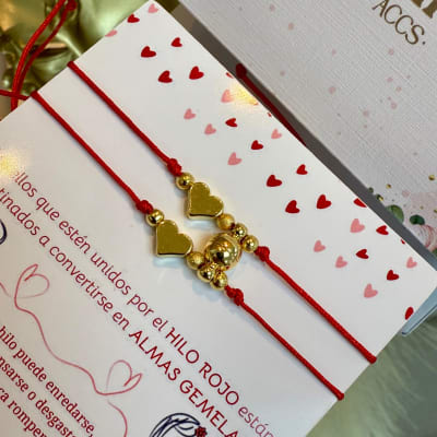 Pulsera hilito rojo parejas corazón San Valentin con imán / set