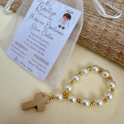 Souvenir decenarios de perlas para recuerdos de bautizo comunión / docena