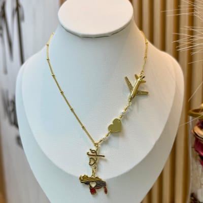 Collar tricolor con mapa de venezuela baño de oro / unidad