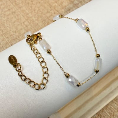 Pulsera cristal blanco balín acero / unidad