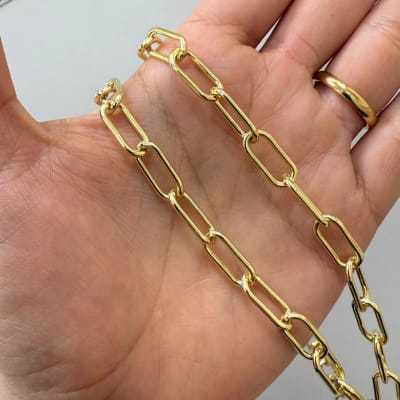 Cadena maxi eslabones rectangulares 16x7 mm baño de oro / metro