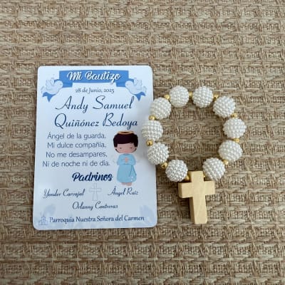 Souvenir decenario de perlas para recuerdos bautizo comunión confirmación / docena