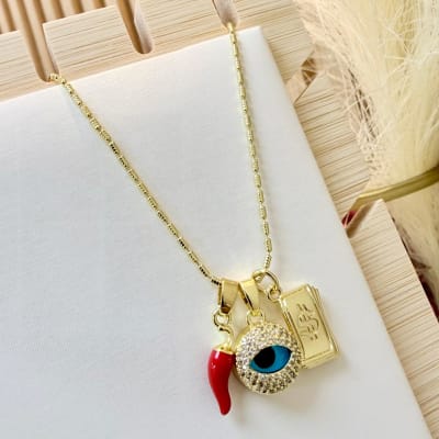 Collar protección ají ojo turco fortuna baño de oro ajustable / unidad