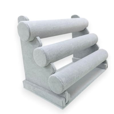 Exhibidor mostrario pulseras reloj tres niveles terciopelo gris / unidad