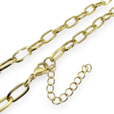 Cadena armada maxi eslabones 11x6 mm con extensión baño oro / unidad