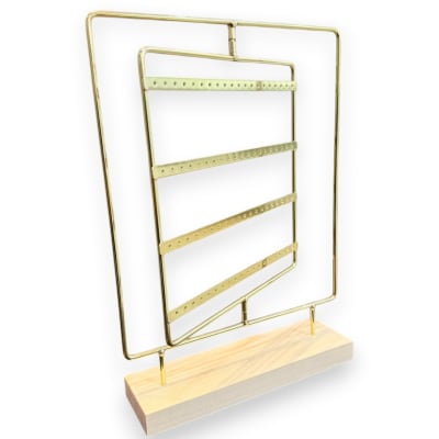 Exhibidor giratorio aros zarcillos 40 pares dorado madera metal / unidad