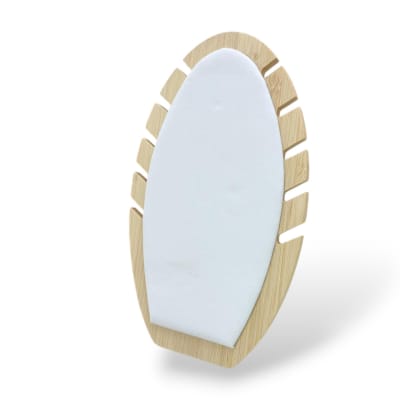 Exhibidor mostrario vertical ovalado collar eco cuero blanco / unidad