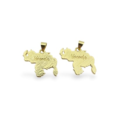 Dije colgante mapa venezuela 22x21 mm baño de oro / unidad