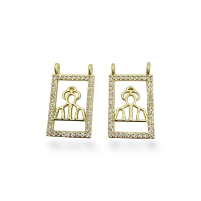 Dije conector escapulario 21x12 mm baño de oro zircón / unidad