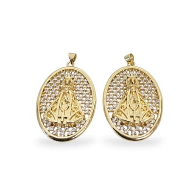 Dije colgante maxi medalla Virgen del Valle 43x28 mm baño de oro / unidad