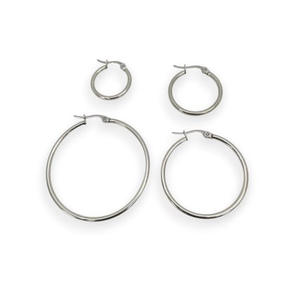 Aros argollas acero quirúrgico hipoalergénicos plateado / par