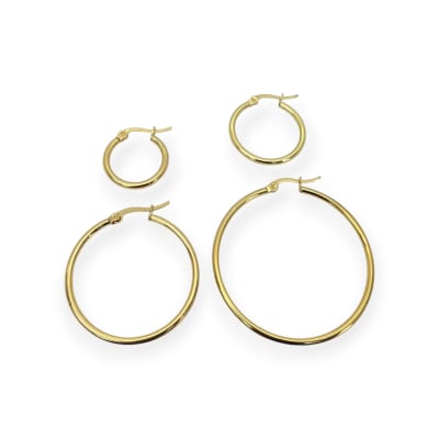 Aros argollas acero quirúrgico hipoalergénicos dorado / par