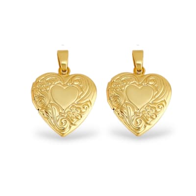 Relicario portafoto locket corazón 22.5 mm baño oro / unidad